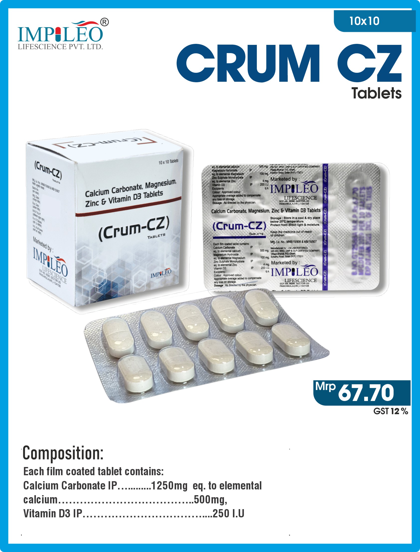 Top PCD Pharma Franchise in Chandigarh Ensures Quality CRUM CZ Tablets